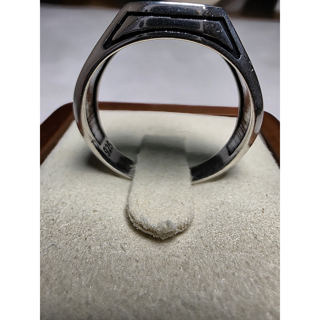 S10 Emerald Signet Ring Bezel Set 925 Sterling Silver Stamped