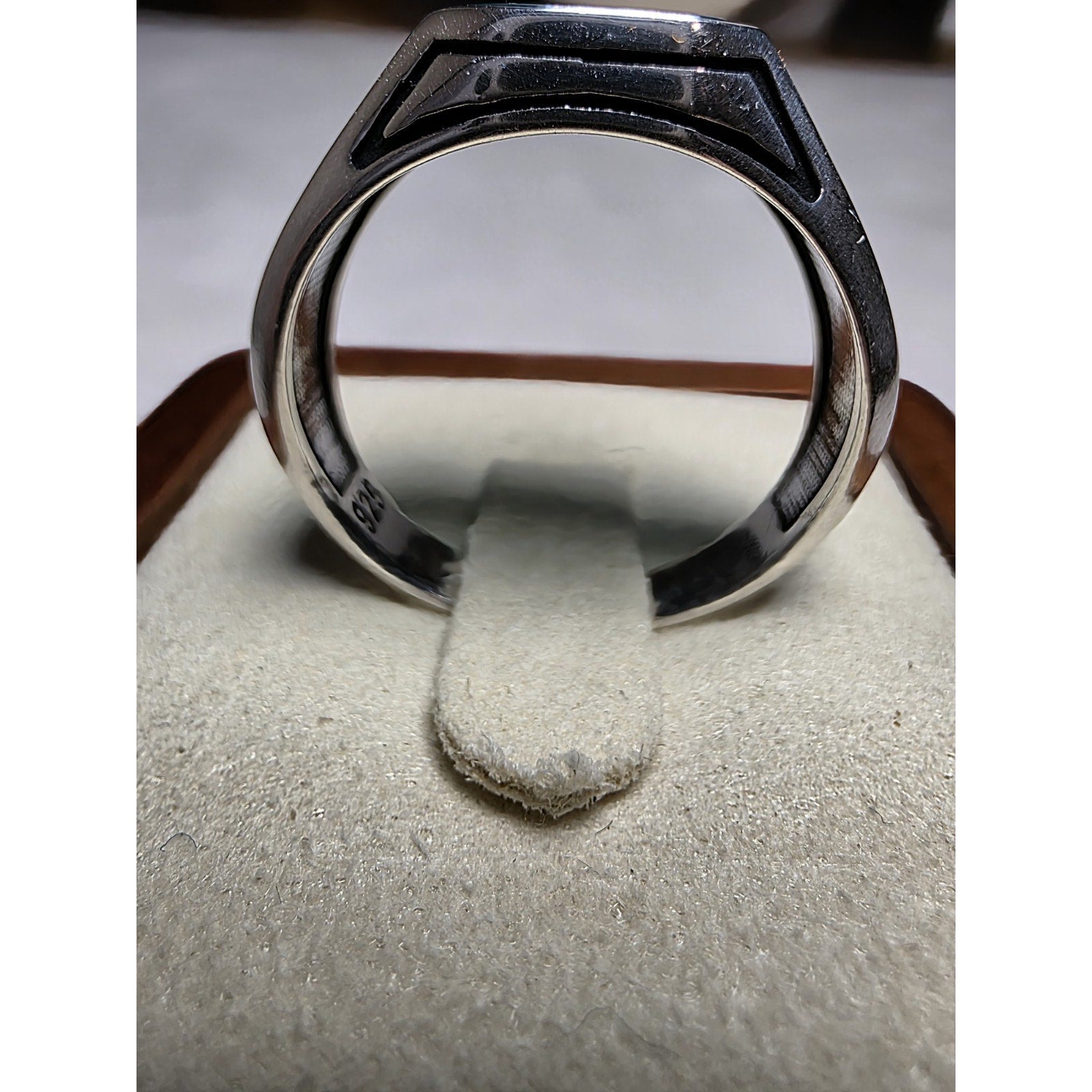 S10 Emerald Signet Ring Bezel Set 925 Sterling Silver Stamped