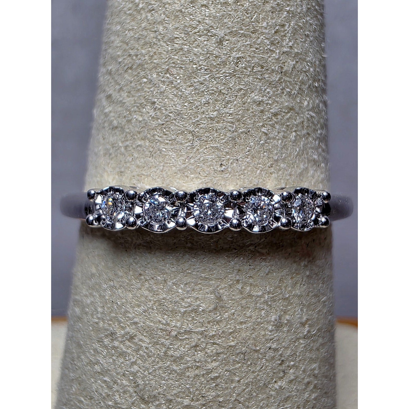 S8 0.10ctw Diamond Half Eternity Band 925 Sterling Silver Lab Created