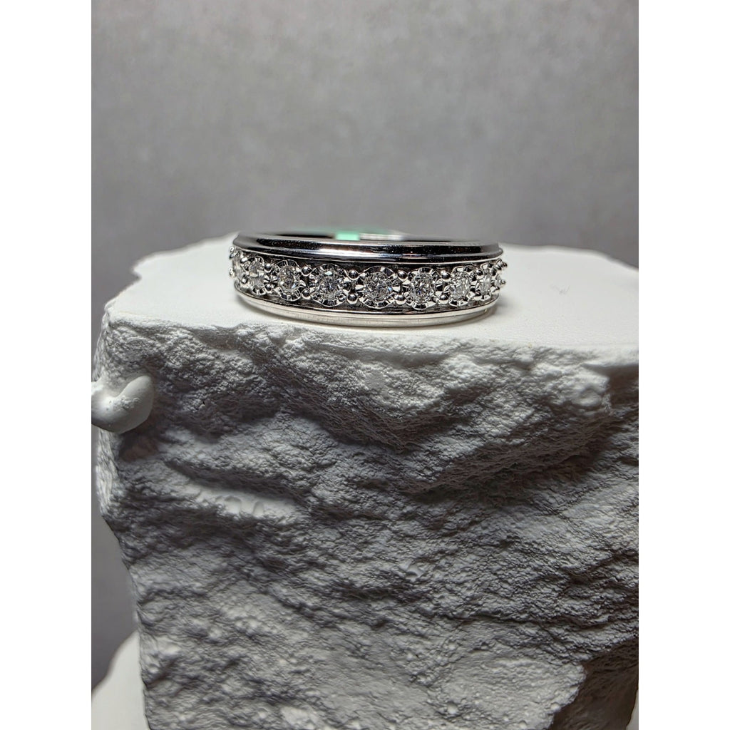 S7 0.25ctw Diamond Half Eternity Ring 925 Sterling Silver Lab Created