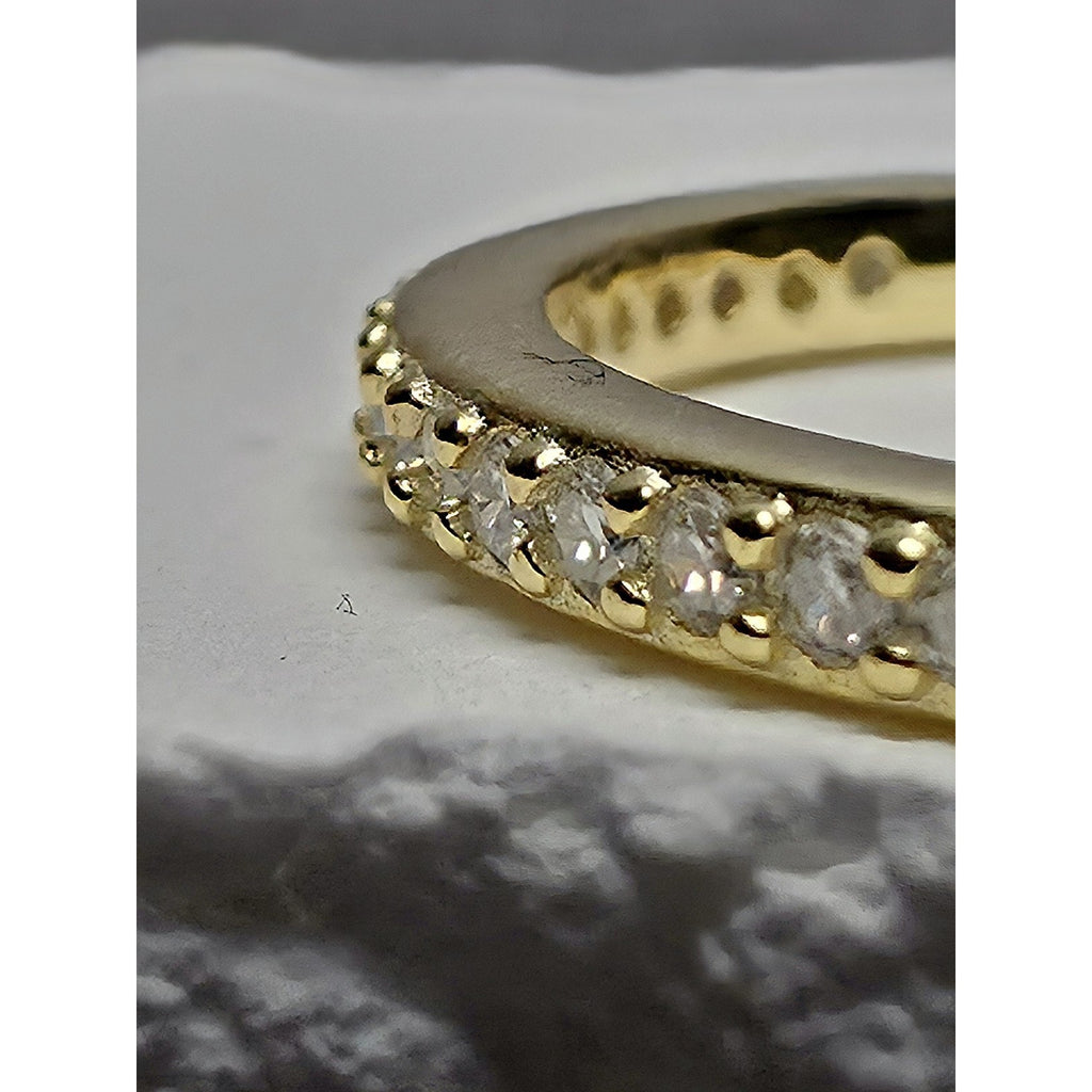 S7 Moissanite Half Eternity Gold Band 925 Sterling Silver