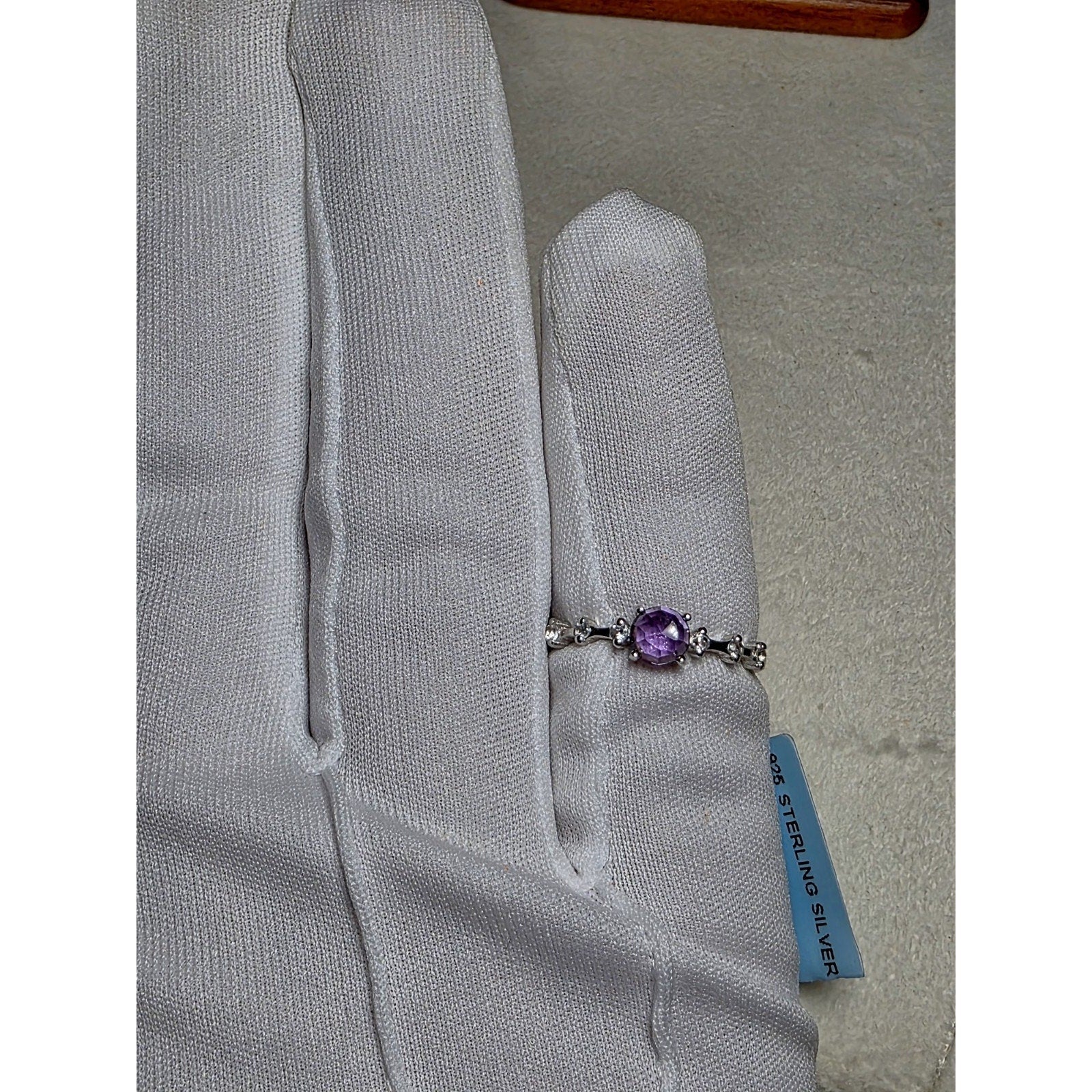 S7 Natural Amethyst w/White Topaz Dainty, Solid 925 Sterling Silver