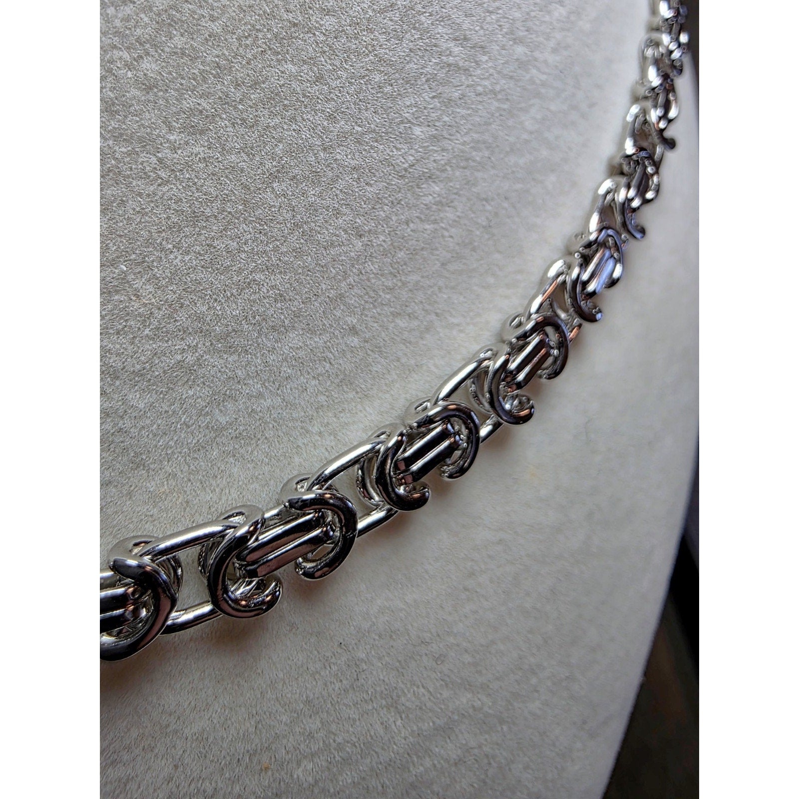 20" 6.1mm 42g Flat Byzantine Chain Solid 925 Sterling Silver