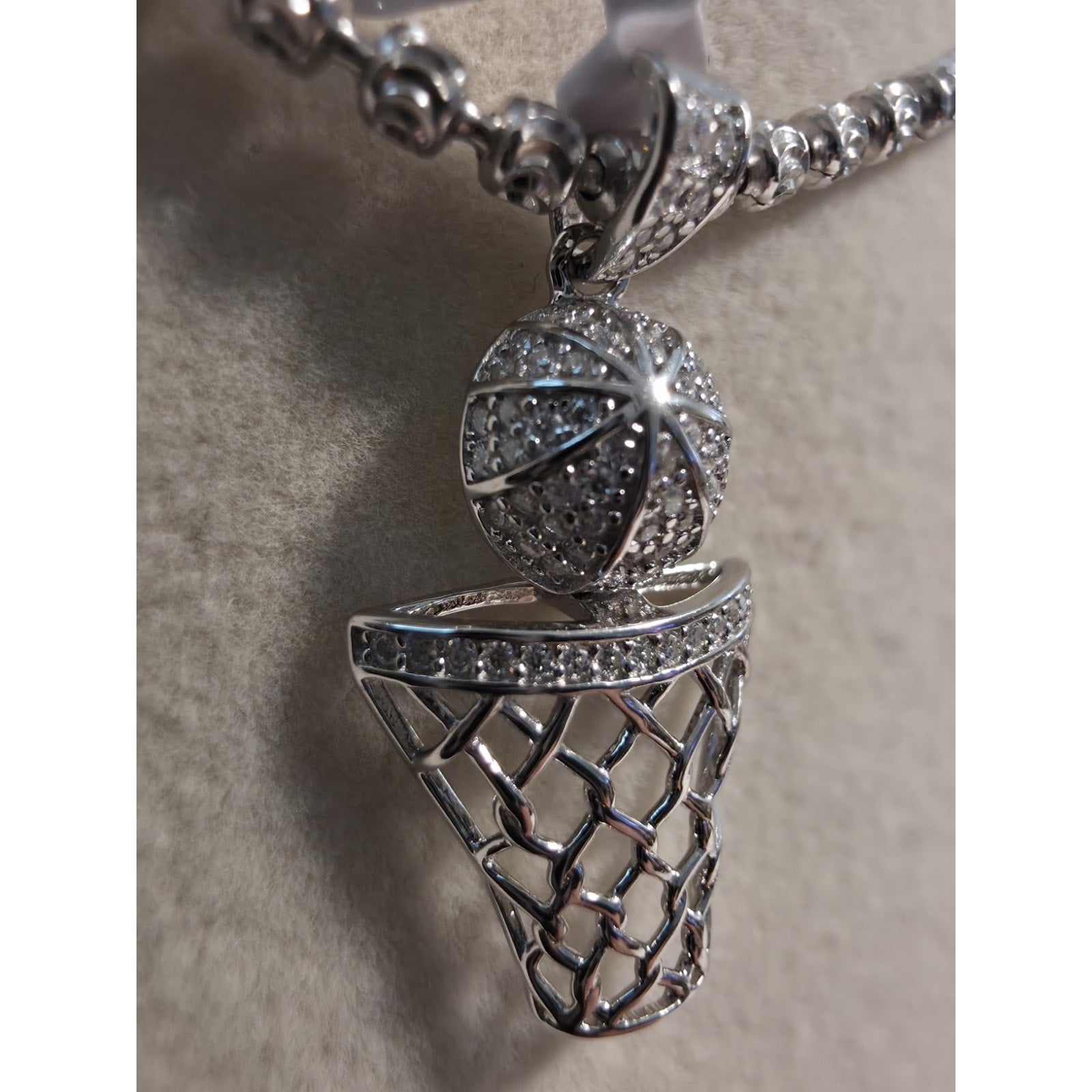 .33CTW Moissanite Basketball Hoop Pendant 925 Sterling Silver