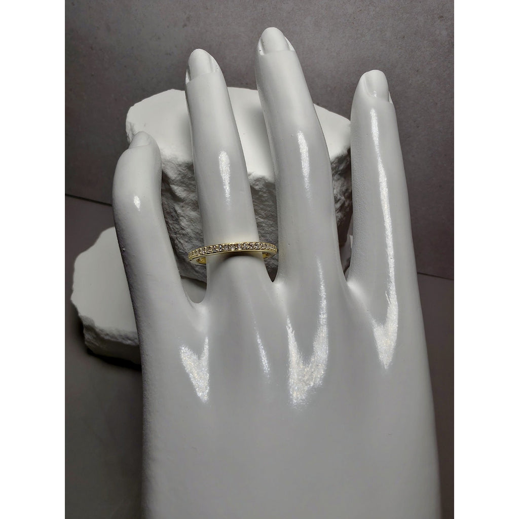 S7 Moissanite Half Eternity Gold Band 925 Sterling Silver