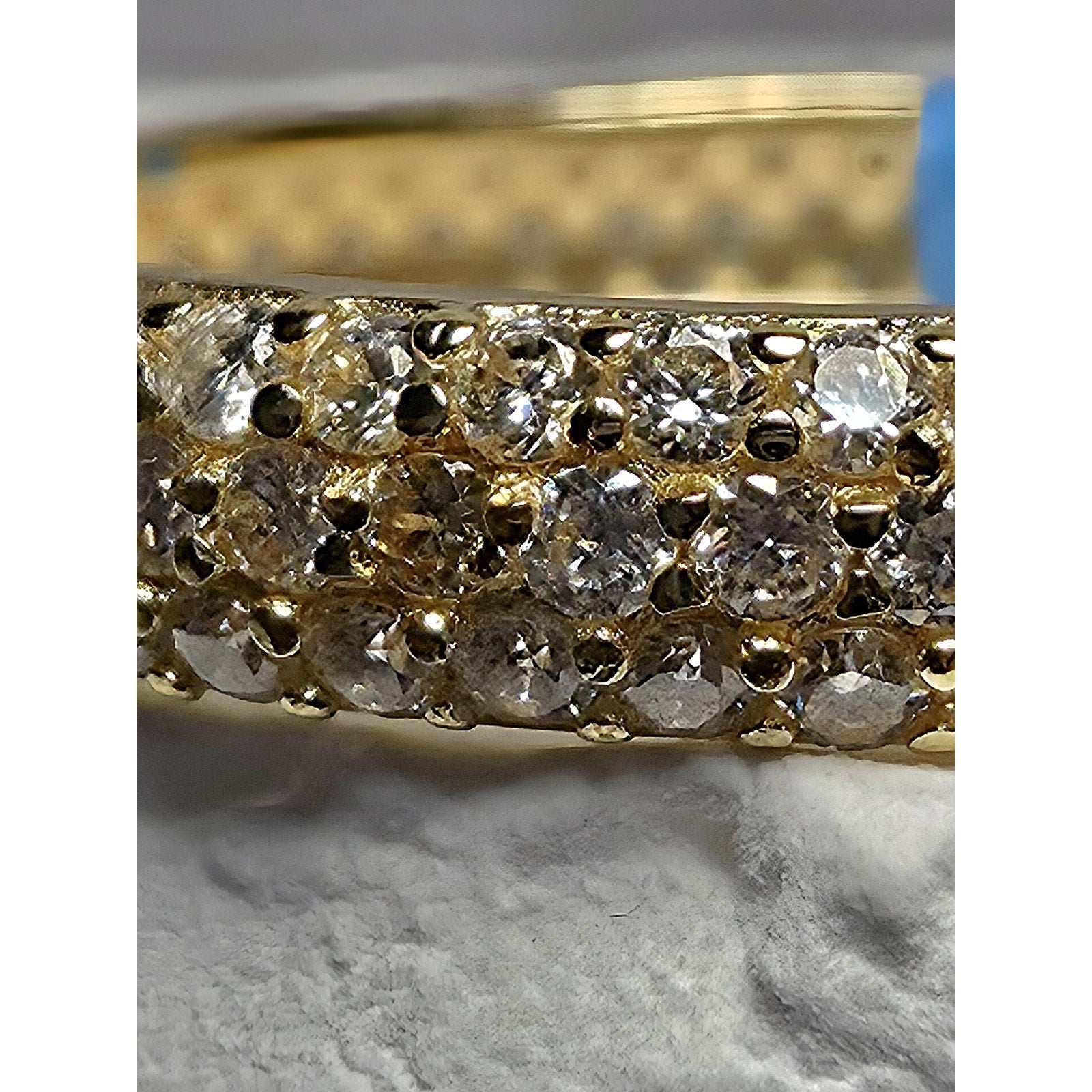 S7 3-Row 1.15Ctw Moissanite Gold Eternity Band VVSD 925 Sterling Silver w/GRA