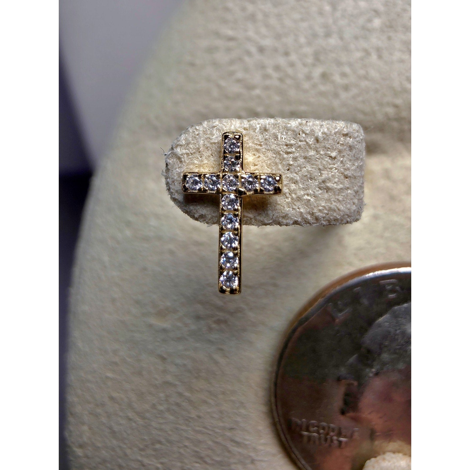 16+2" Gold Cross VVSD Moissanite Necklace & Earrings Bundle w/GRA Certificates