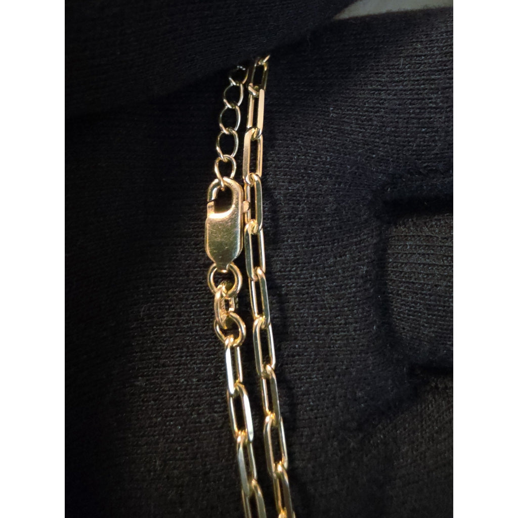 Paperclip Anklet 9-10" Adjustable 2.7mm Gold over 925 Sterling Silver