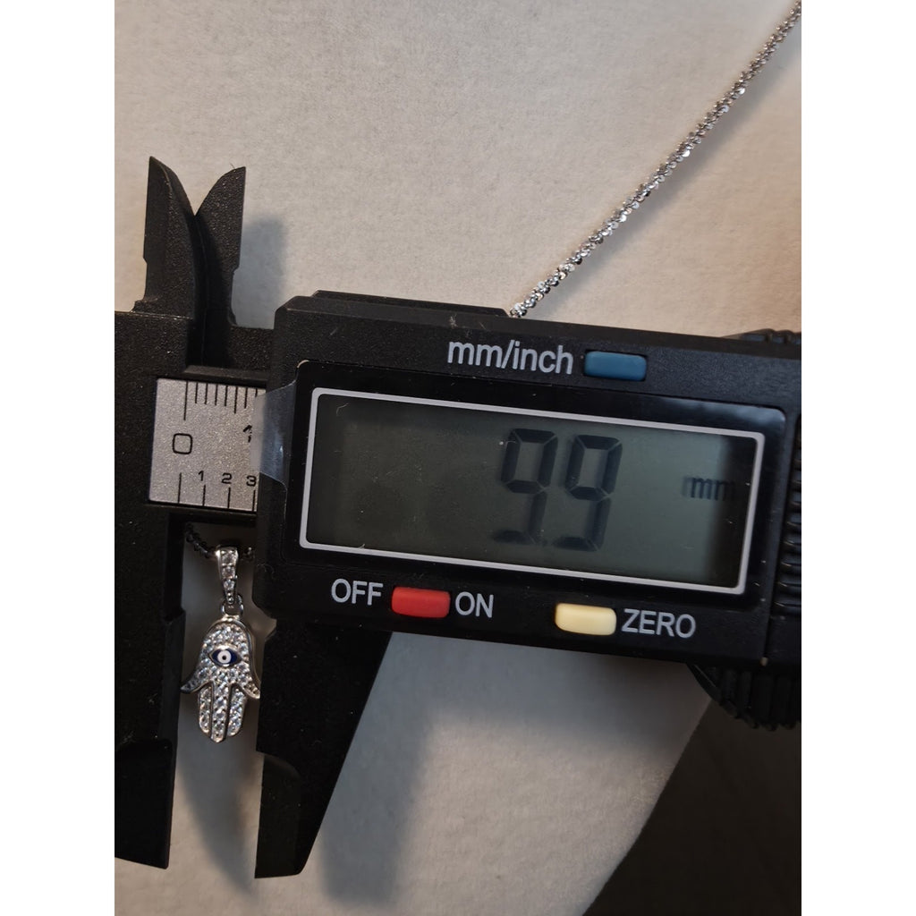 22" Twisted Rock w/Hamsa Moissanite Pendant 1.6mm 925 Silver