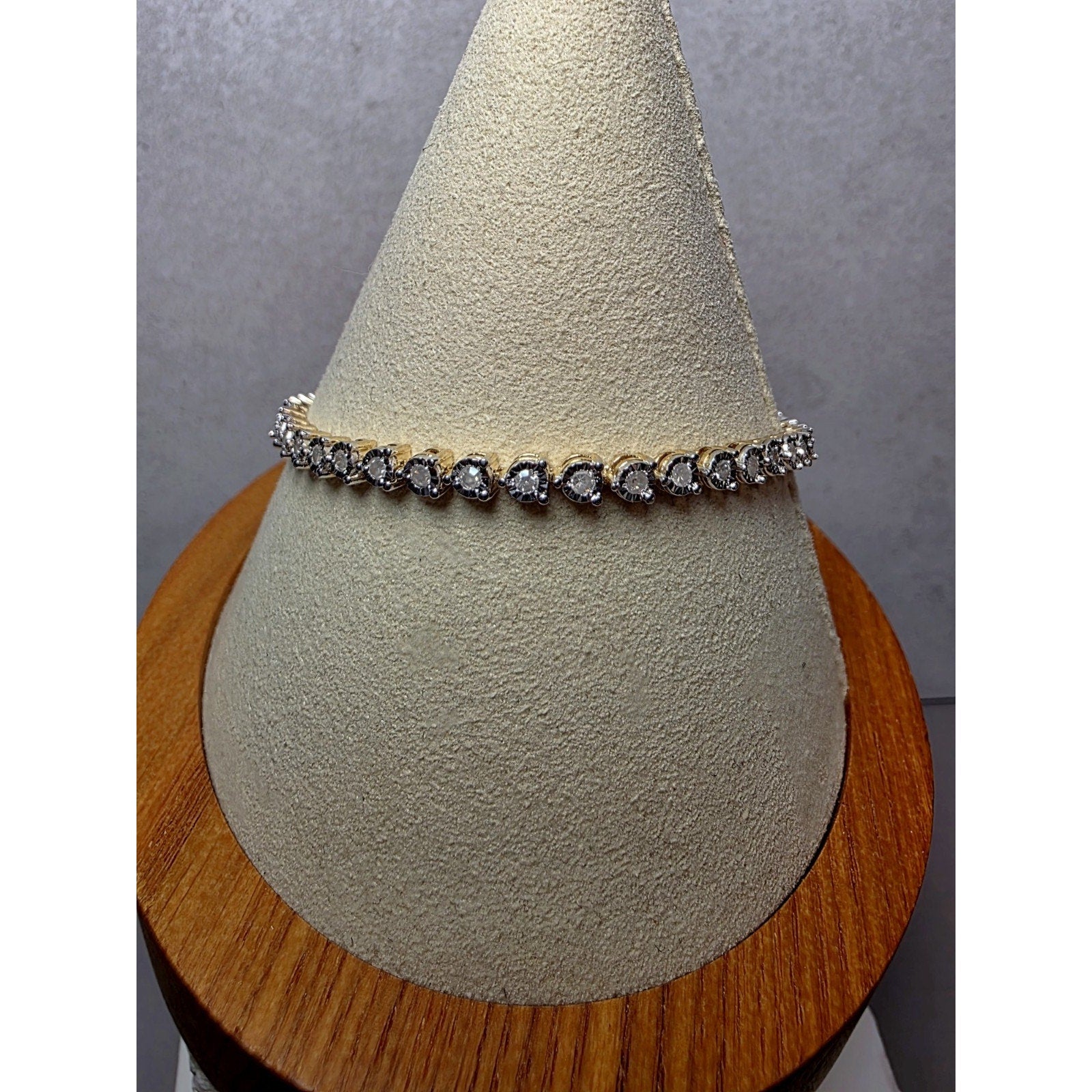 7.5" 3.3mm 1.0ctw Natural Diamond Tennis Bracelet Gold Over 925 Sterling Silver