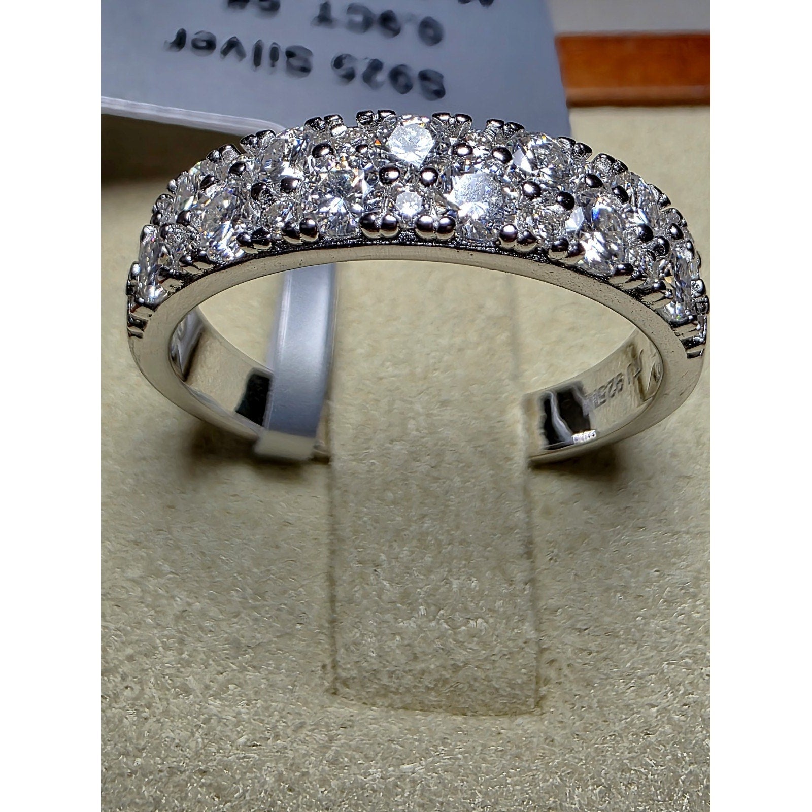 0.9ct Moissanite Two-Row Half Eternity Band 925 Sterling Silver