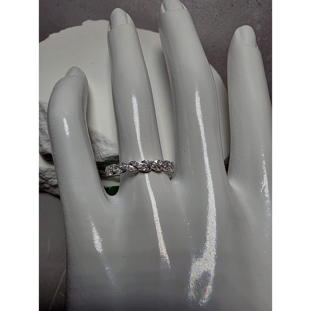 S7 Diamond Half Eternity Band 925 Sterling Silver Lab Created
