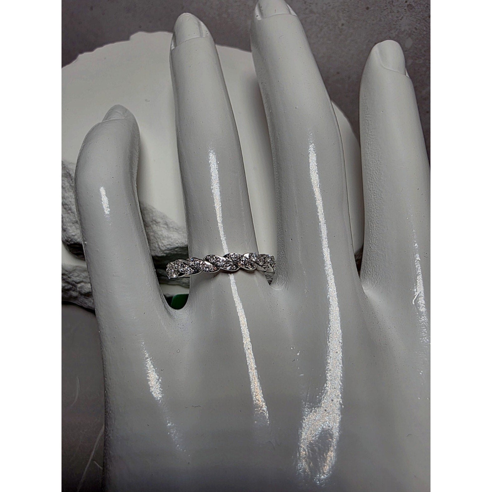 S7 Diamond Half Eternity Band 925 Sterling Silver Lab Created