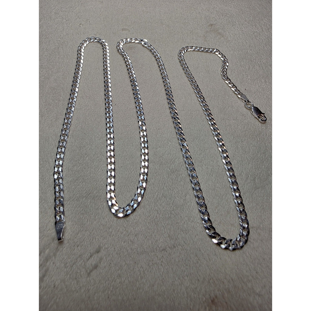 24" 3.5mm 9.4g Cuban Curb Chain Solid 925 Sterling Silver