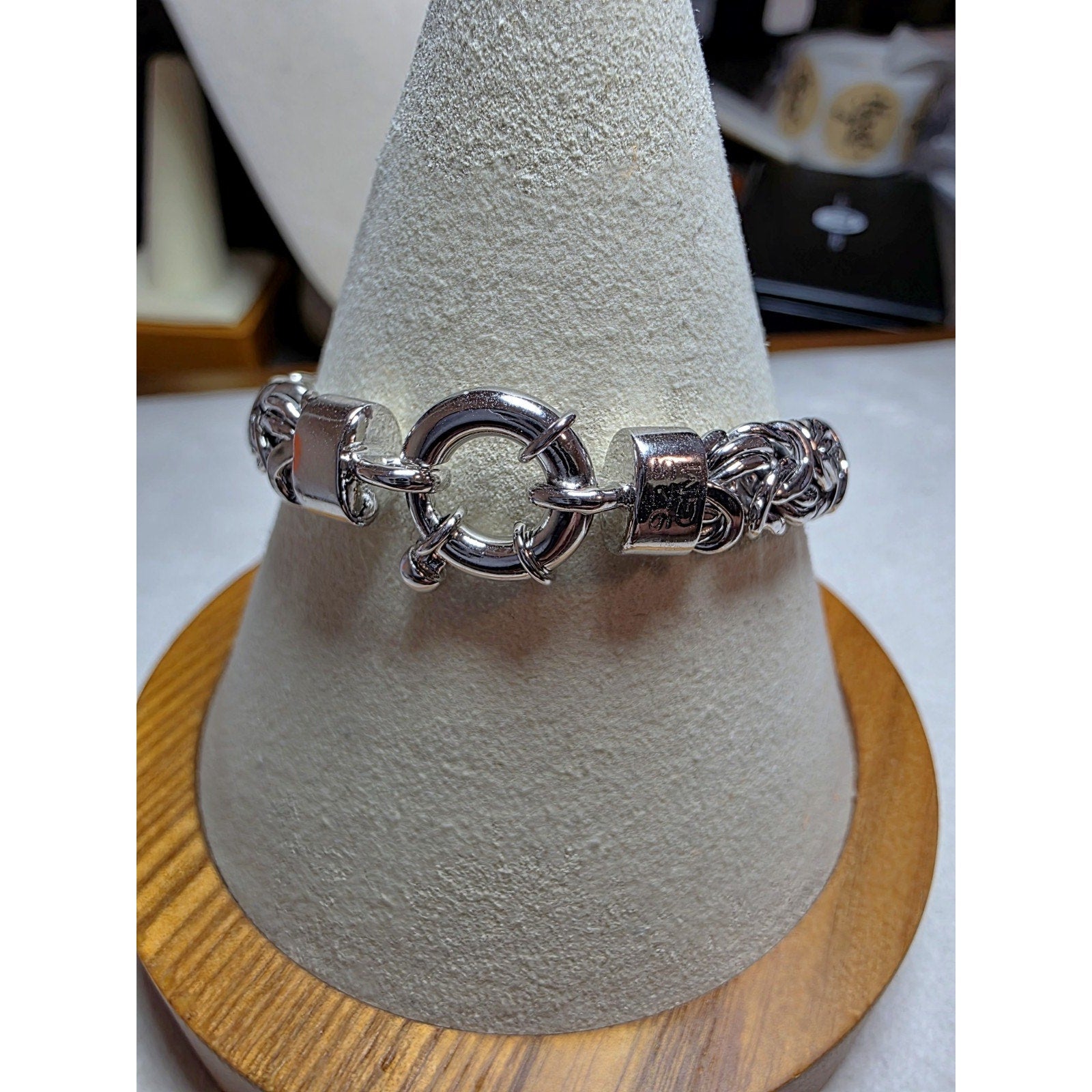 7" 8.4mm Flat Byzantine 15.49g Solid 925 Sterling Silver w/Rhodium