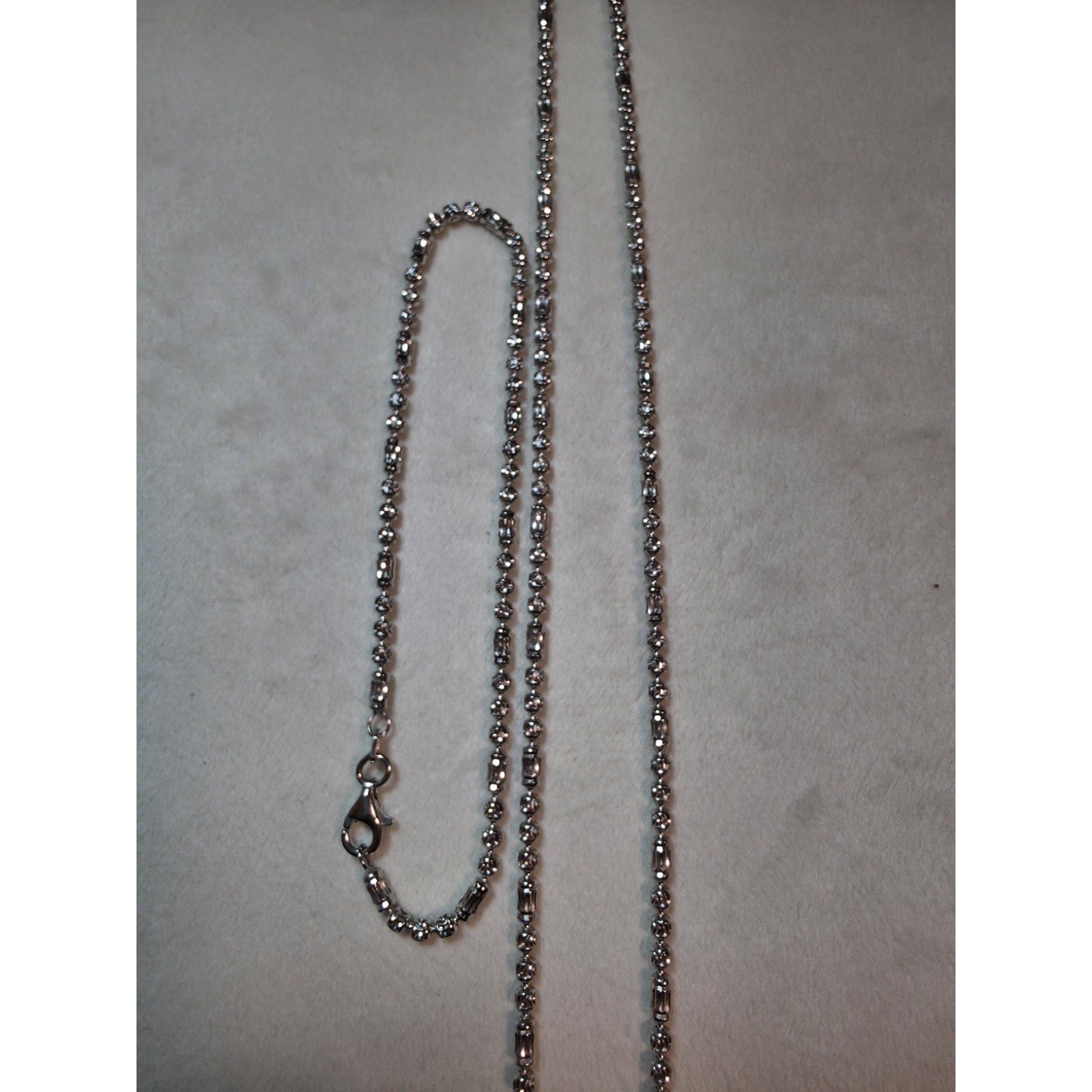 Station Barrel Chain 24" & 8" Braclet Combo 2.4mm 925 Silver w/Rhodium Finish