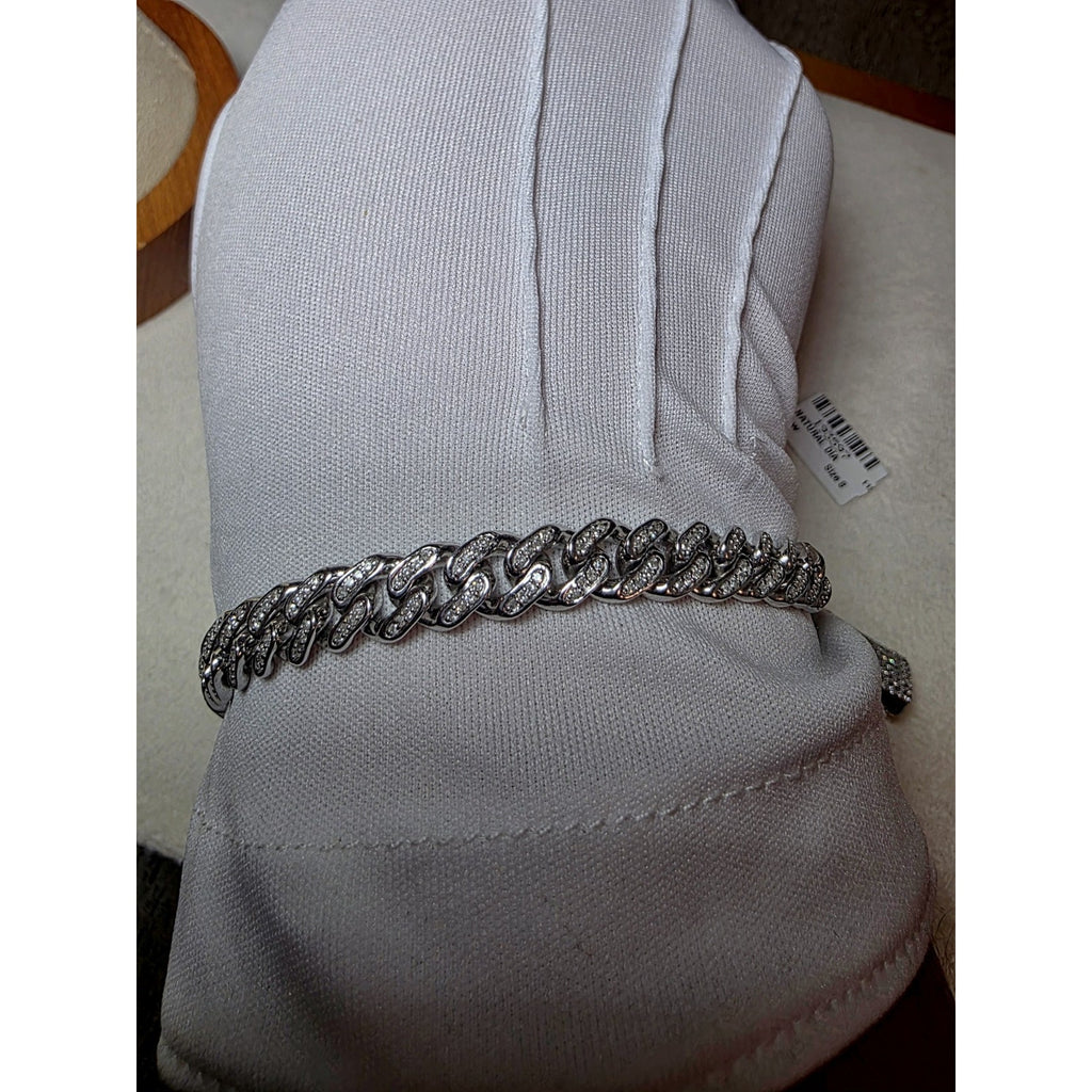 8" Natural Diamond Monaco Braclet 8.0mm Solid 925 Sterling Silver 25g