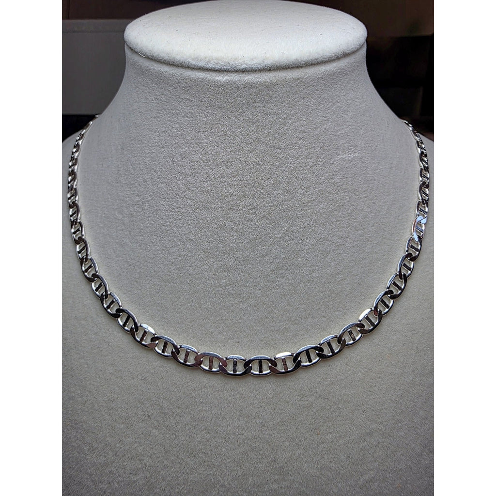 18" 5.5mm 15g Flat Mariner Chain Solid 925 Solid Silver