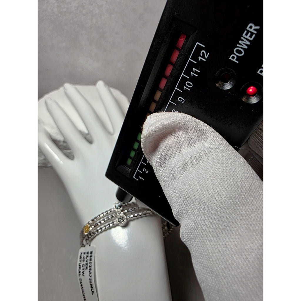 0.25ctw Multicolored Natural Diamond Adjustable Bangle 22g Solid 925 Sterling...