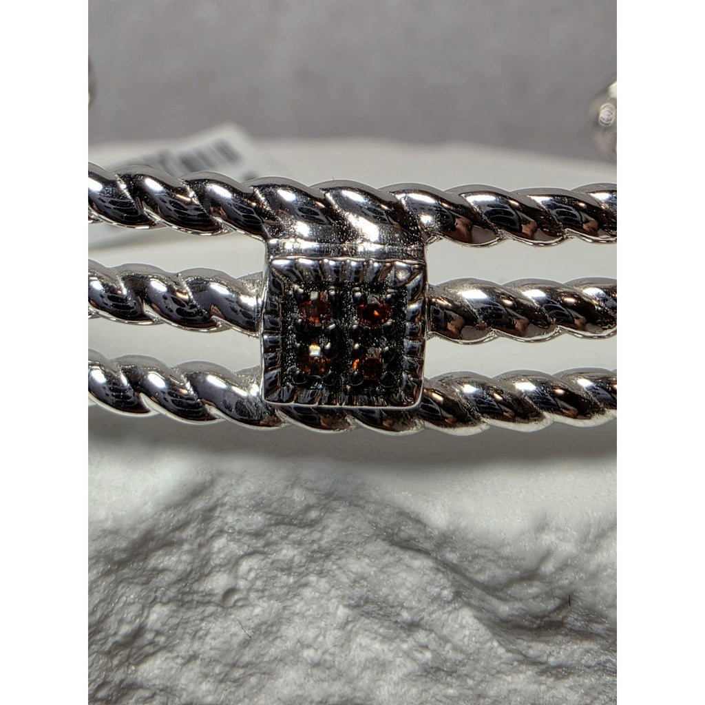 0.25ctw Multicolored Natural Diamond Adjustable Bangle 22g Solid 925 Sterling...