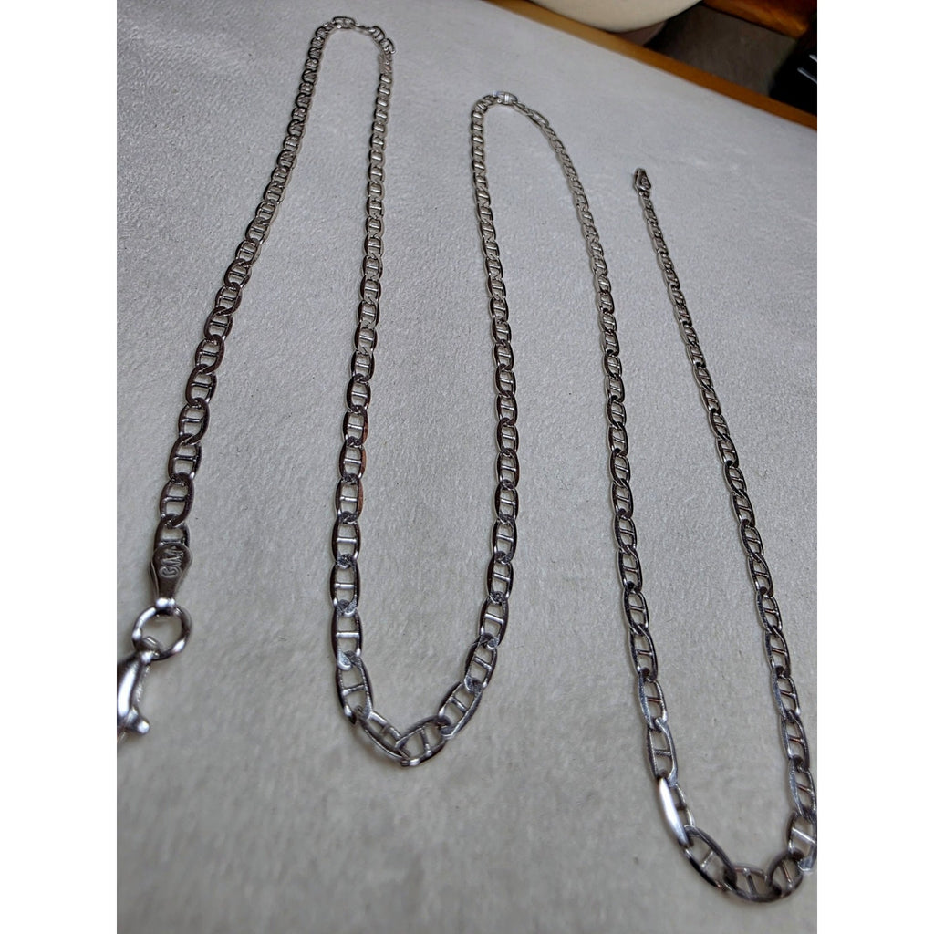 24" 2.8mm Flat Mariner Chain 925 Sterling Silver w/Rhodium