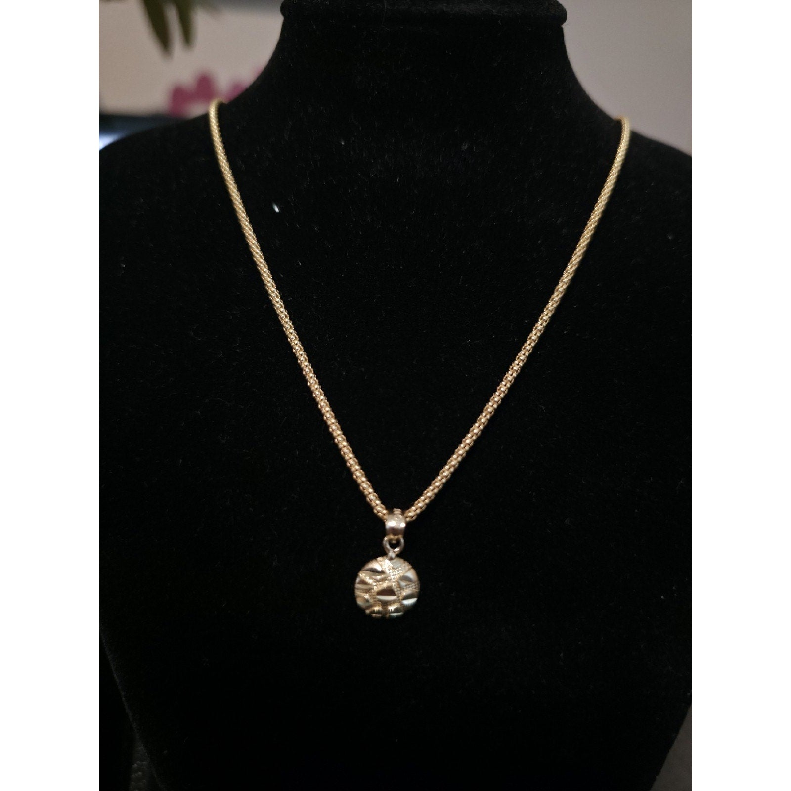 10k Gold Nugget Pendant w/ 30" Gold Plated Silver Popcorn Chain