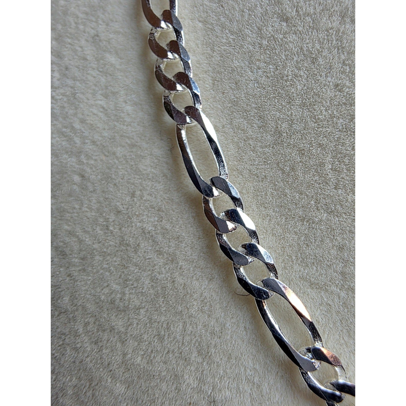 22" 3.5mm Figaro Solid 925 Sterling Silver