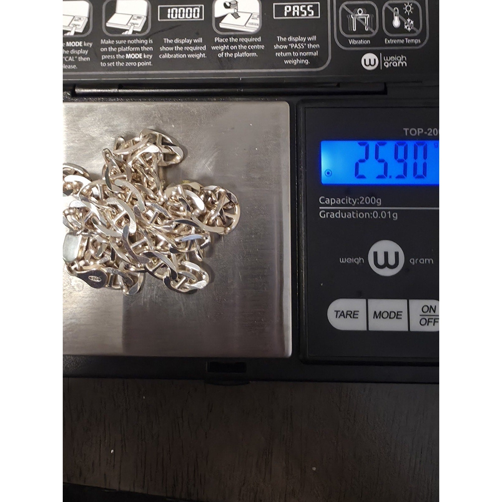24" 6.3mm 925 Sterling Silver Flat Mariner Chain 25.90g