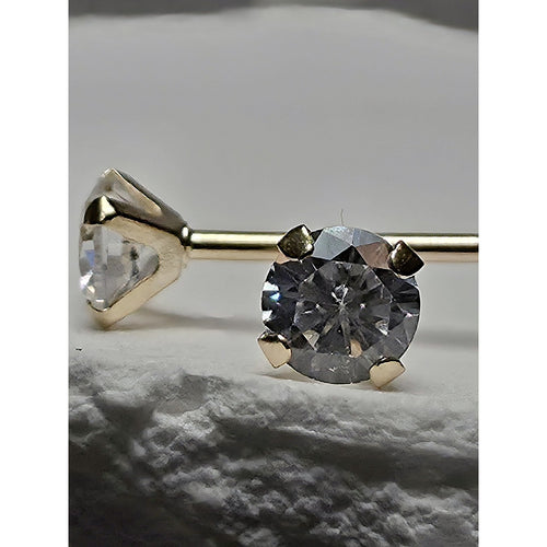 10k Solid Gold 3mm Round Stud Earrings w/Silicon Backs 10k Stamped