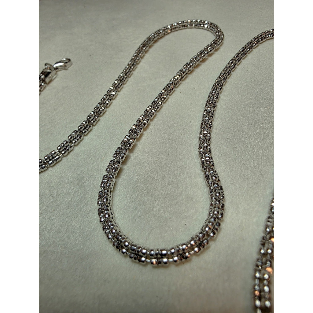 24" 3.2mm Ice Barrel 3-Line Diamond Cut w/Rhodium Finish 925 Sterling Silver