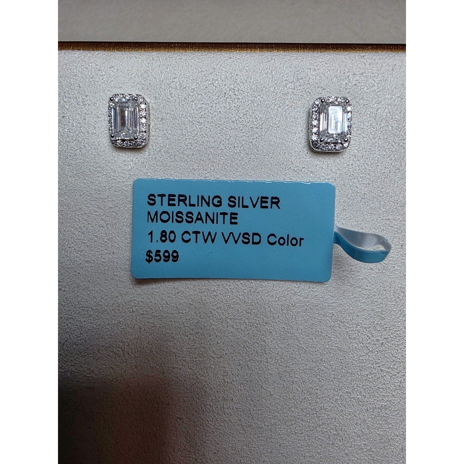 6mm 1.80ctw VVSD Moissanite Baguette Halo Earrings 925 Sterling Silver