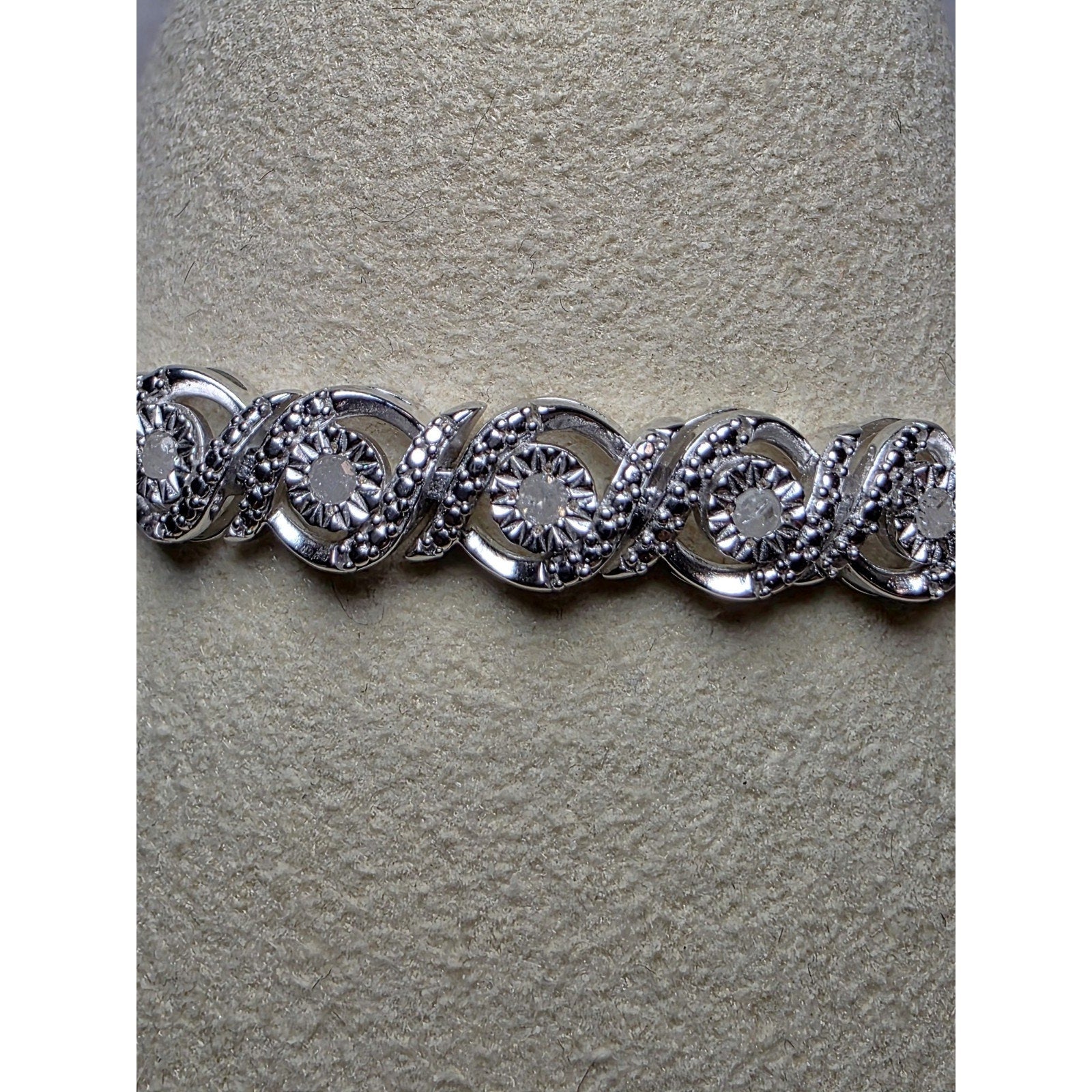 7" 5.7mm 0.5ctw Natural Diamond Bracelet 925 Sterling Silver