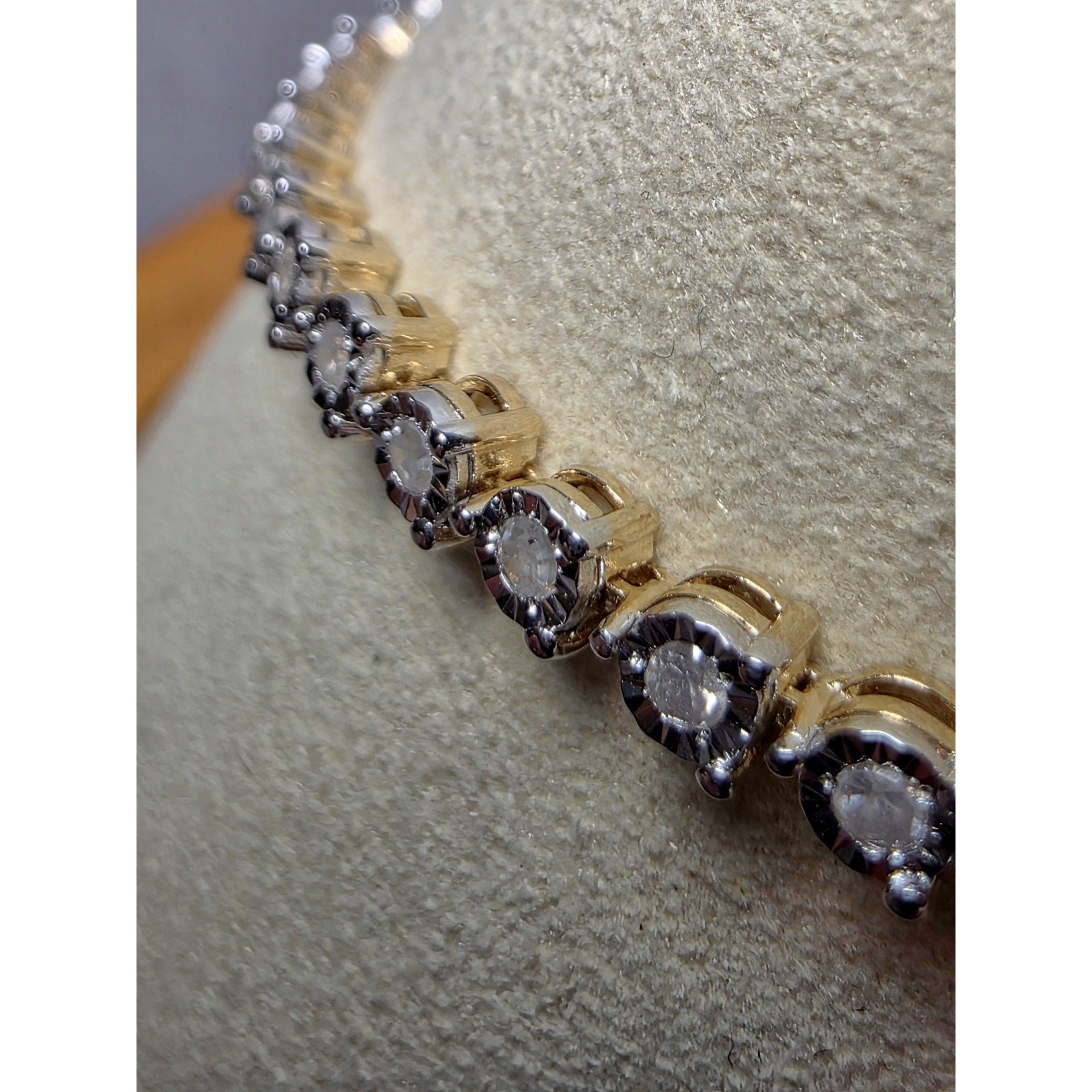 7.5" 3.3mm 1.0ctw Natural Diamond Tennis Bracelet Gold Over 925 Sterling Silver
