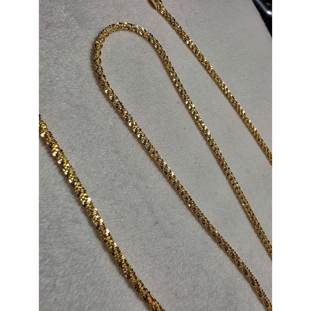 18-24" 2.5mm Twisted rock Adjustable Gold over 925 Sterling Silver