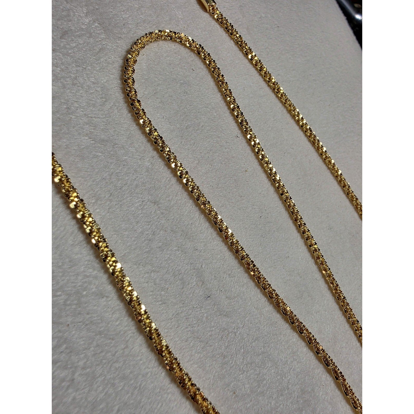 18-24" 2.5mm Twisted rock Adjustable Gold over 925 Sterling Silver