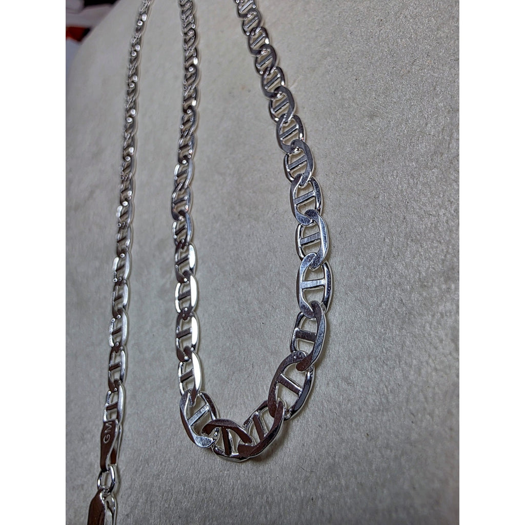 18" 5.5mm 15g Flat Mariner Chain Solid 925 Solid Silver