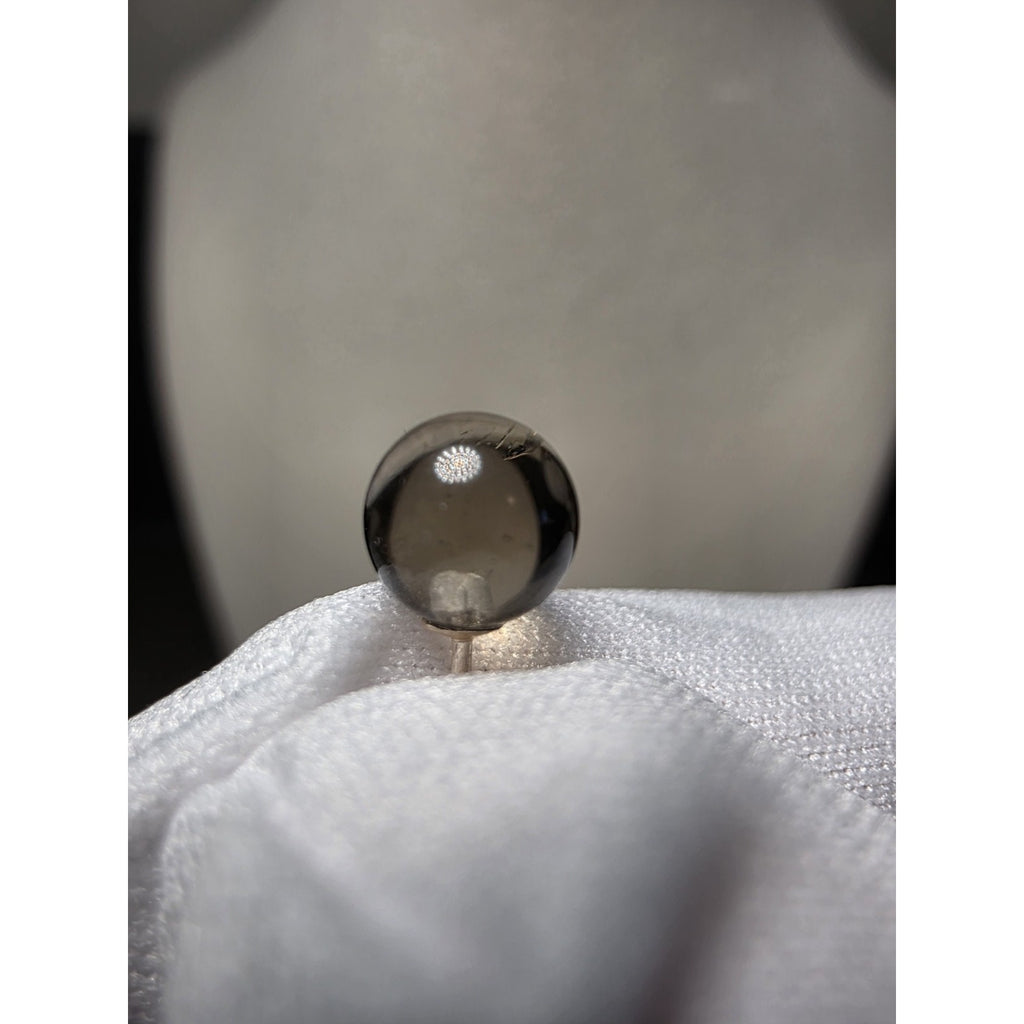 6.0mm Gray Round Stud 10k White Gold Earrings w/ Rubber Back Closure