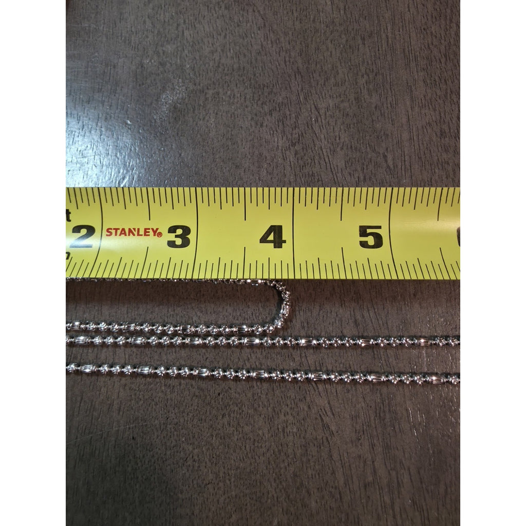 Station Barrel Chain 24" & 8" Braclet Combo 2.4mm 925 Silver w/Rhodium Finish