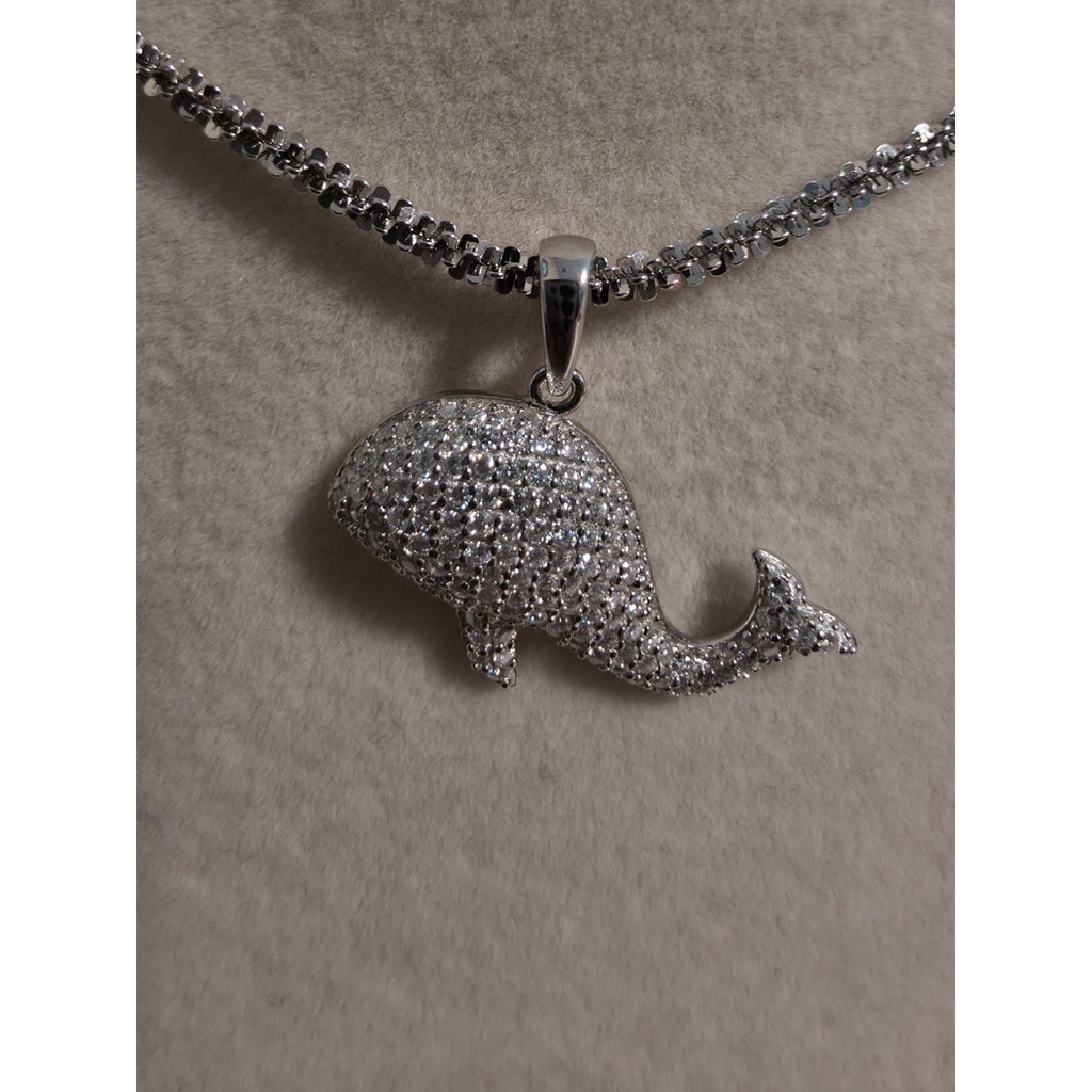.75CTW Moissanite Whale Pendant 925 Sterling Silver
