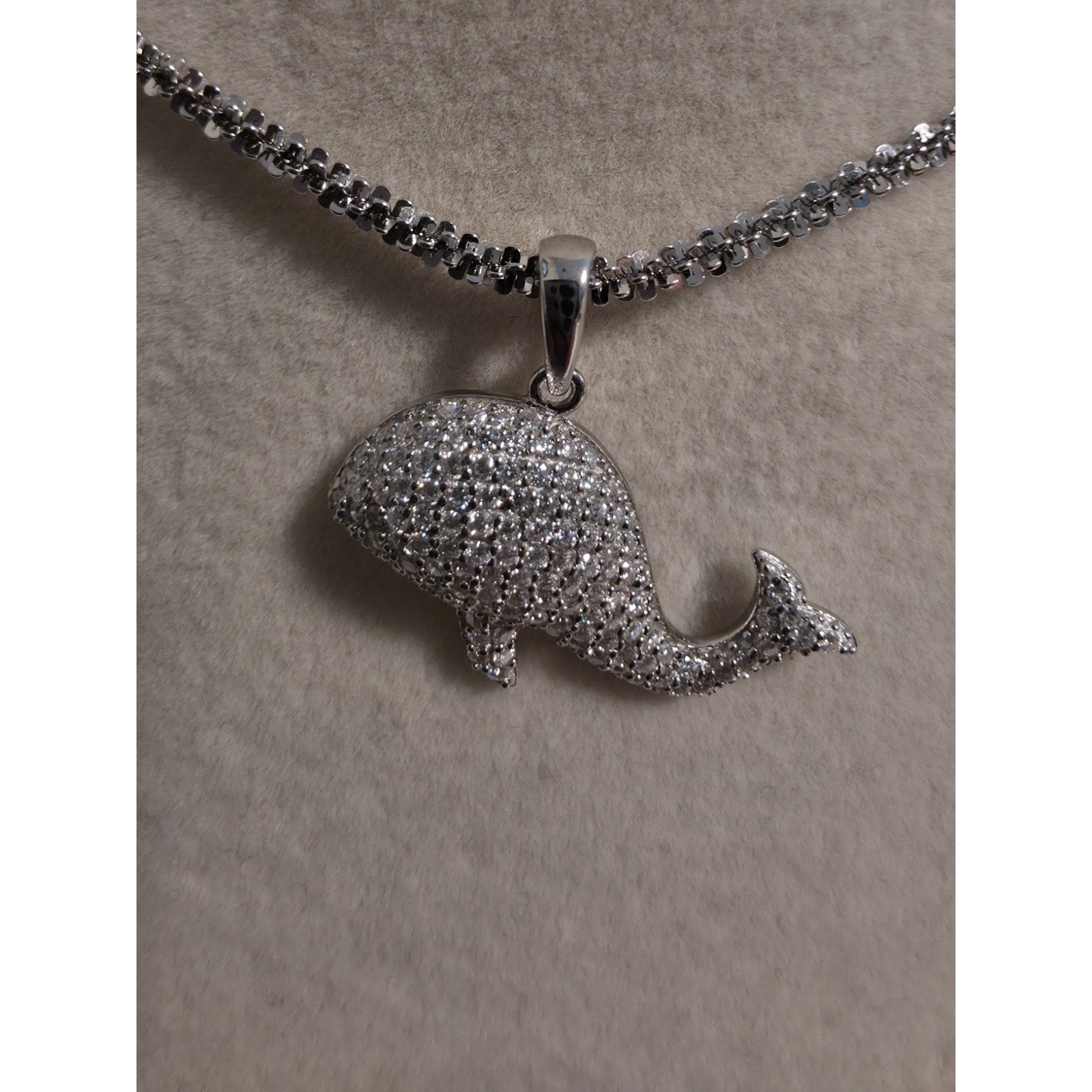 .75CTW Moissanite Whale Pendant 925 Sterling Silver