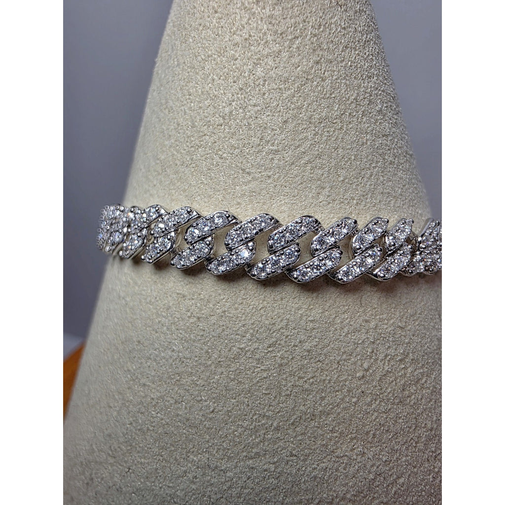 7” 3.16ctw 5.8mm Moissanite Monaco Cuban 9.21g Solid Sterling Silver