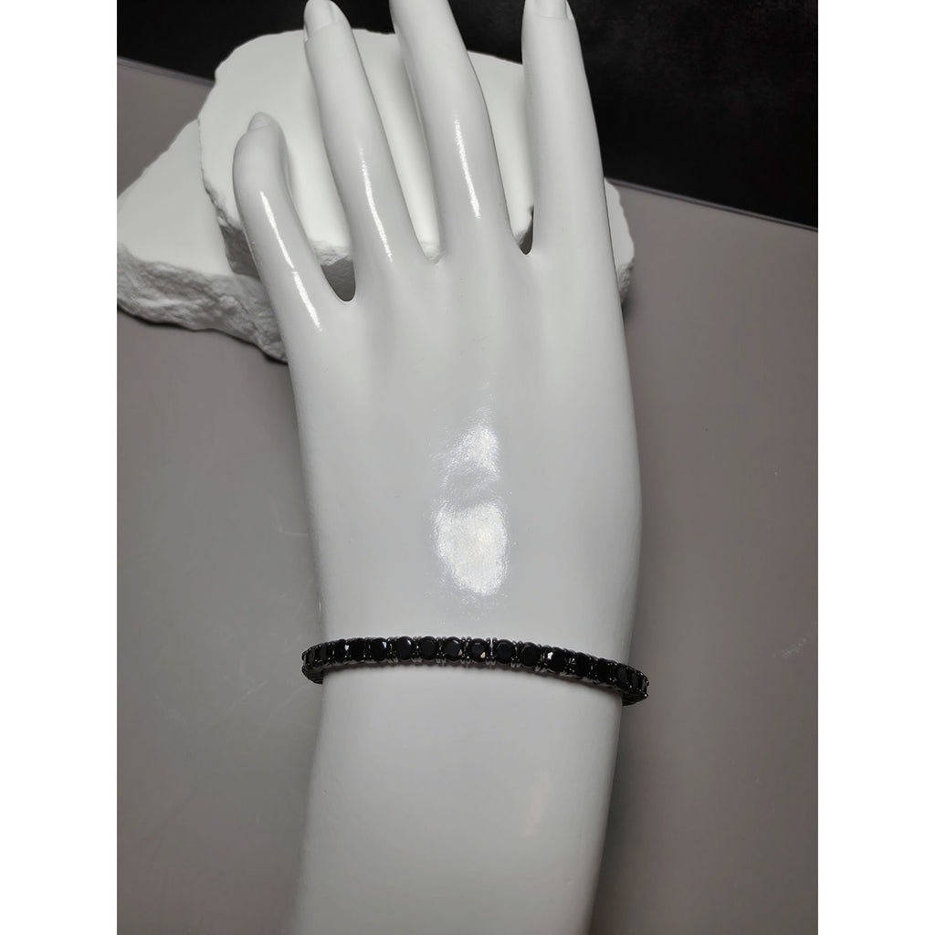 7" 3.3mm Blacked Out Onyx CZ Tennis Bracelet 925 Sterling Silver