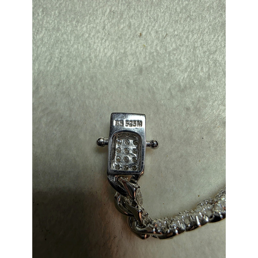 7.5" 6mm Pavé Moissanite Miami Cuban Bracelet Box Clasp 925 Silver 12.19g