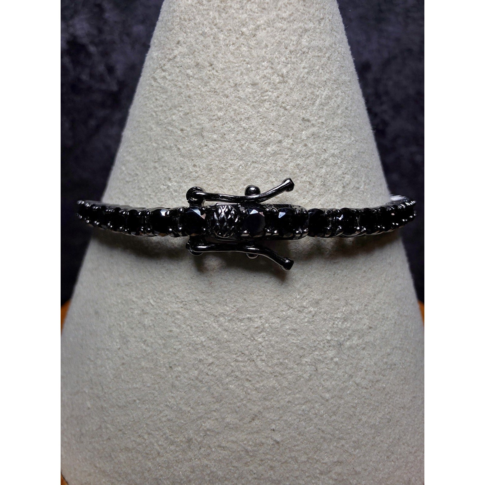 7" 3.3mm Blacked Out Onyx CZ Tennis Bracelet 925 Sterling Silver
