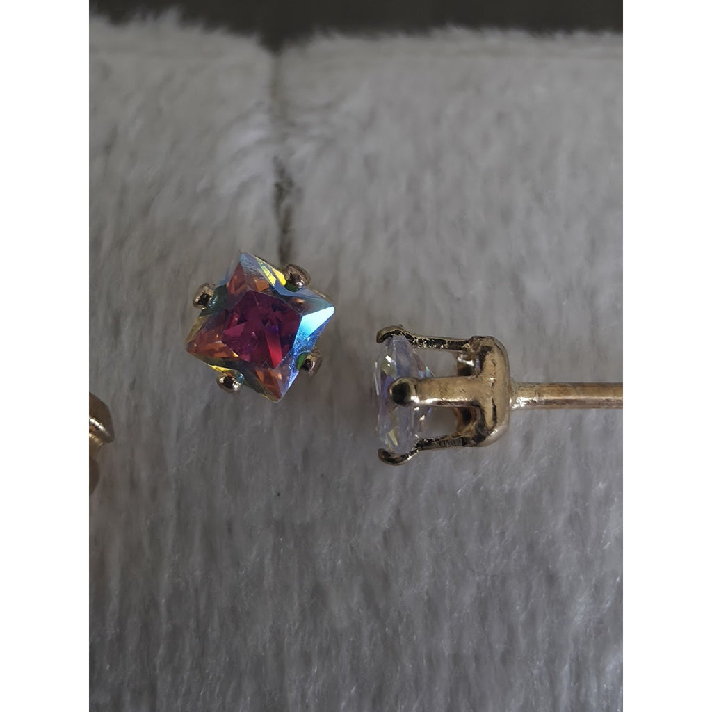 3.6mm Multicolor Cubic Zirconia Stud Earrings w/ Butterfly Back