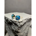 14k Solid Gold 5.6mm Blue Fire Opal Studs Stamped w/Silicon Back