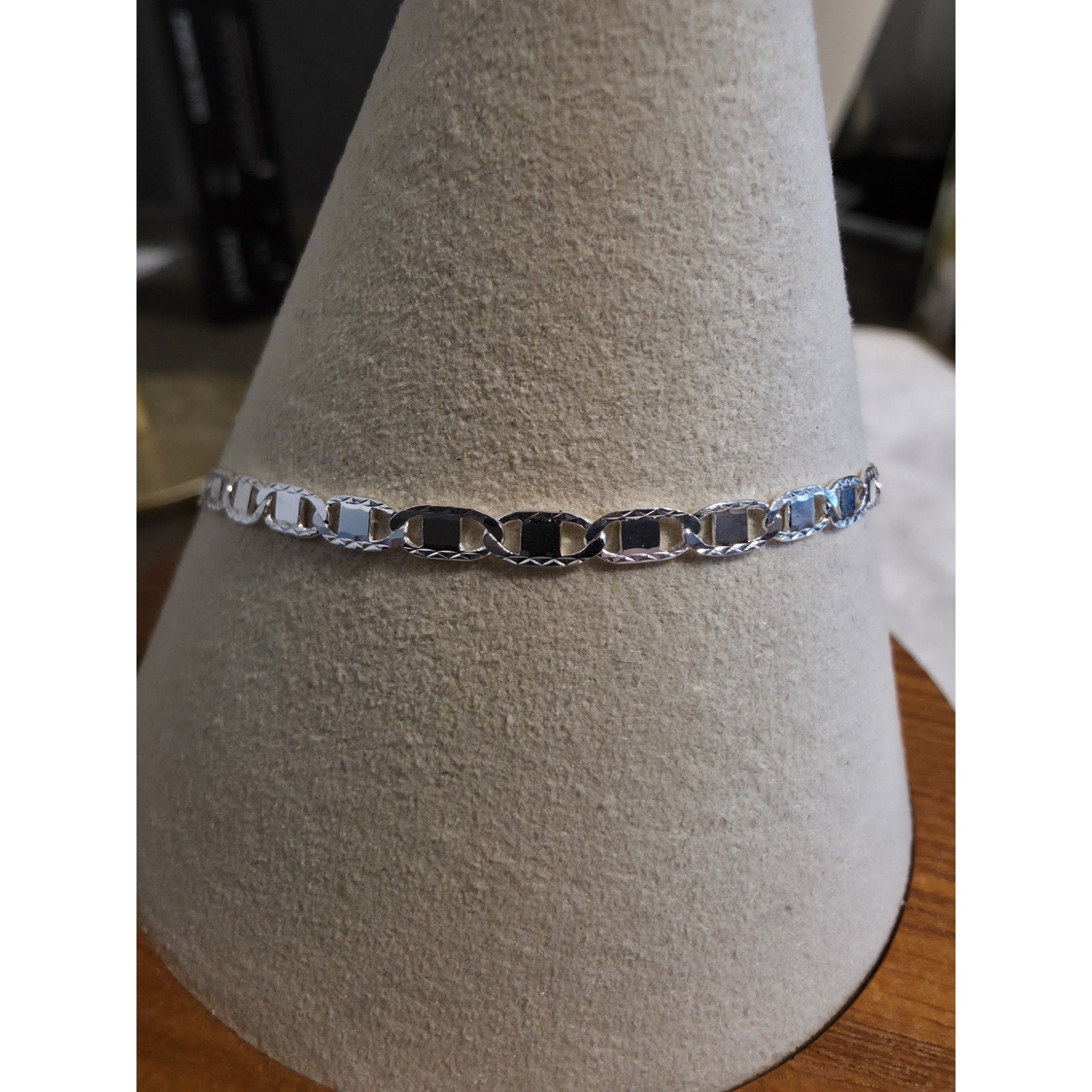 8" 3.0mm Mariner Bracelet Diamond Cut 925 Sterling Silver