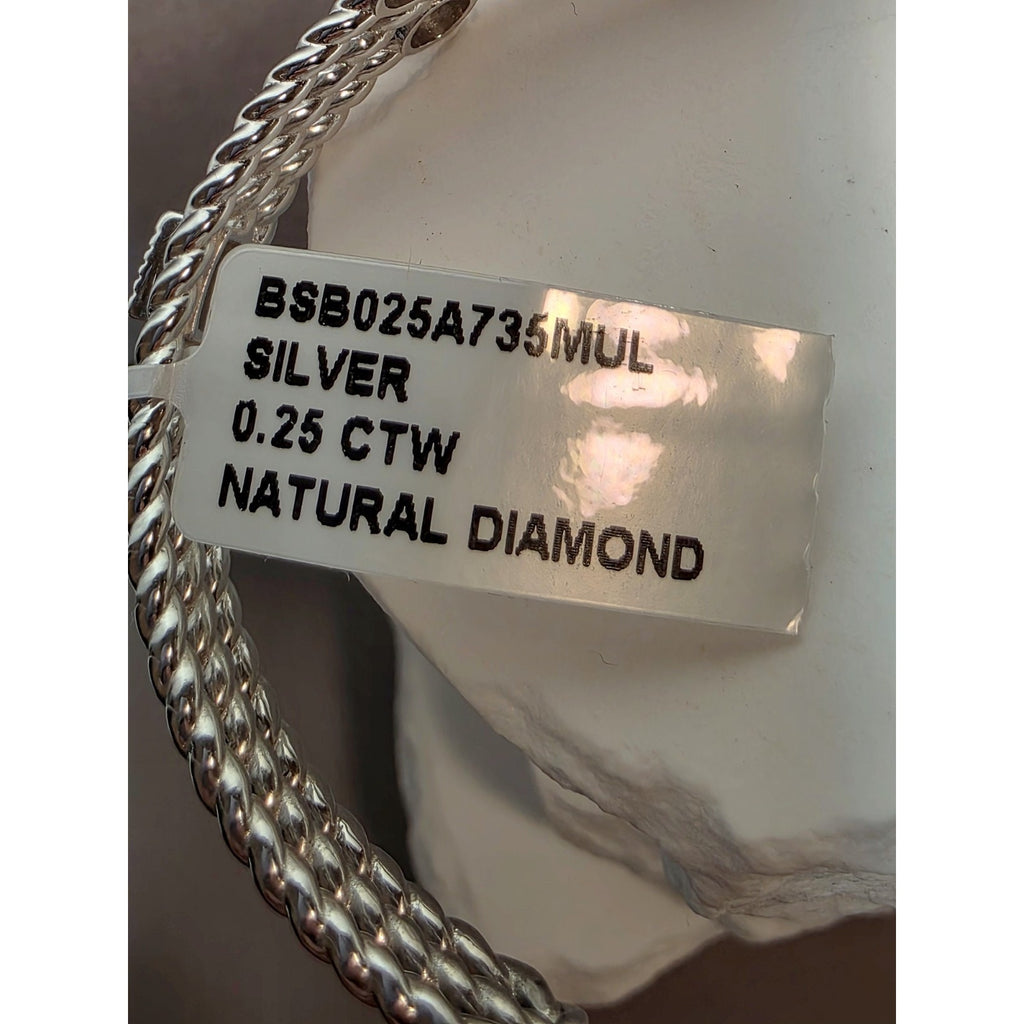 0.25ctw Multicolored Natural Diamond Adjustable Bangle 22g Solid 925 Sterling...