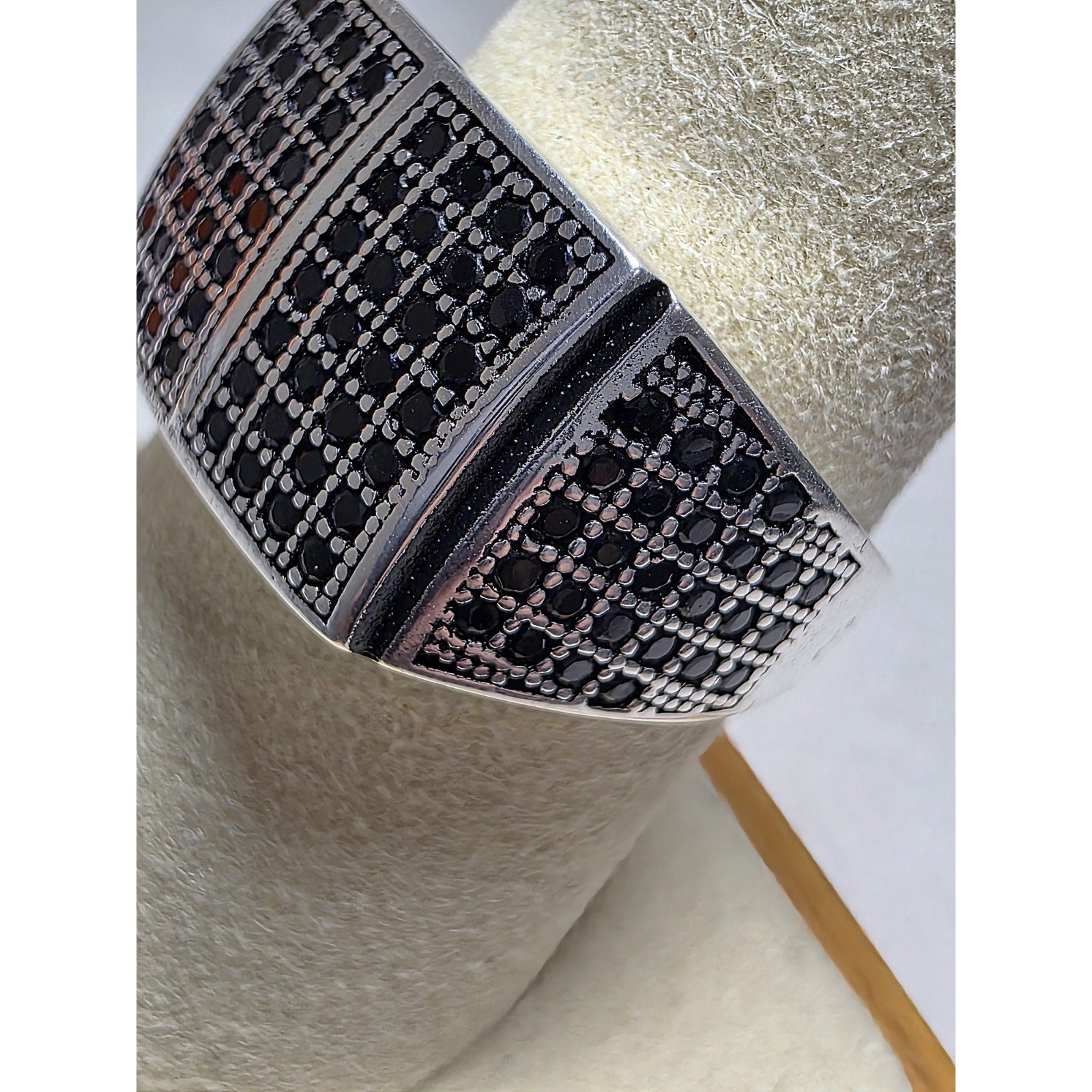 S8.5 Black CZ Pavé Signet Ring 925 Sterling Silver Stamped