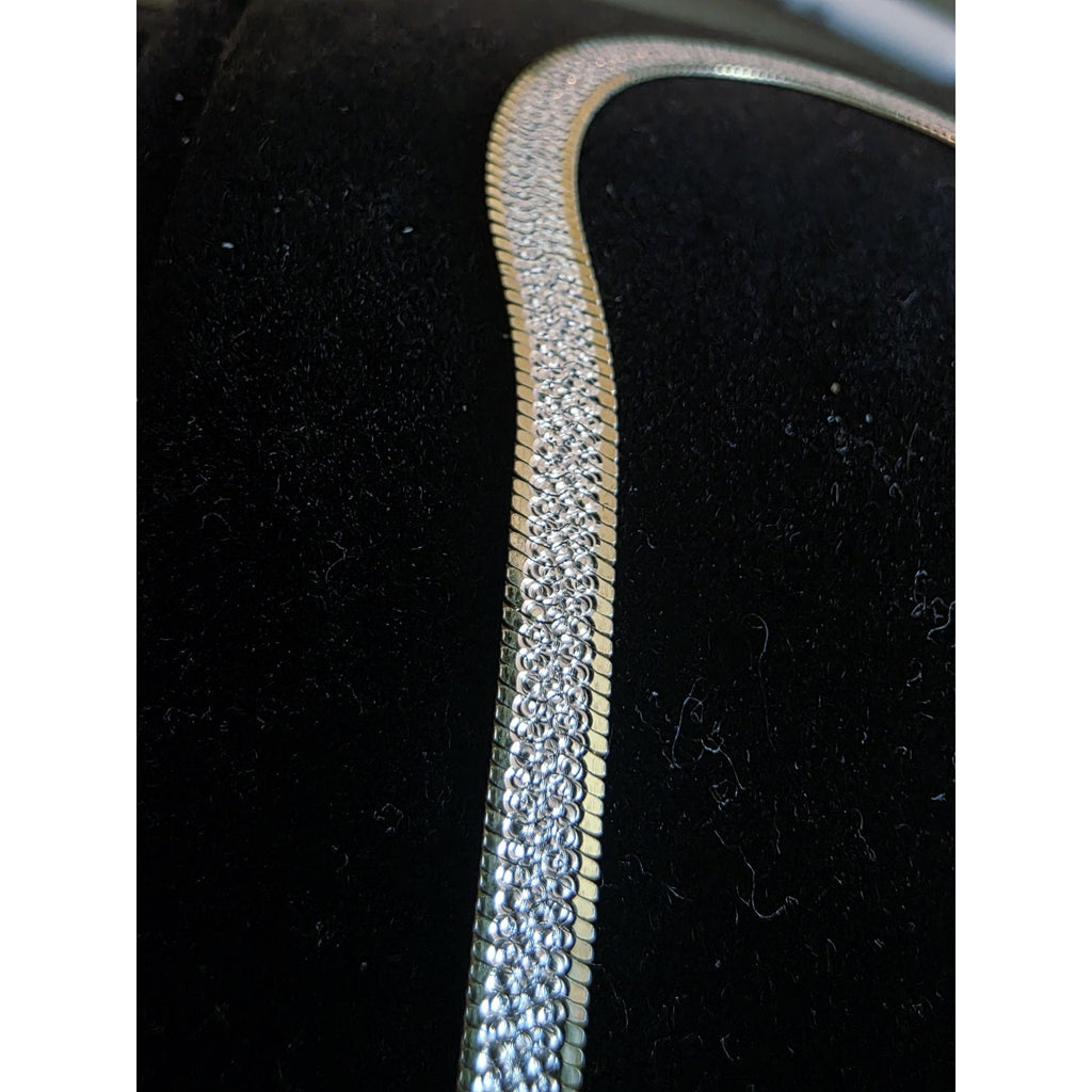 8" Reversable Herringbone Bracelet 4.5mm Gold over 925 Italian Silver